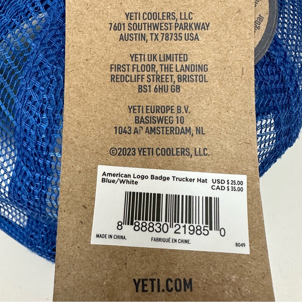 Yeti Cooler Snapback Trucker Hat Cap Red White Blue - Picture 5 of 12